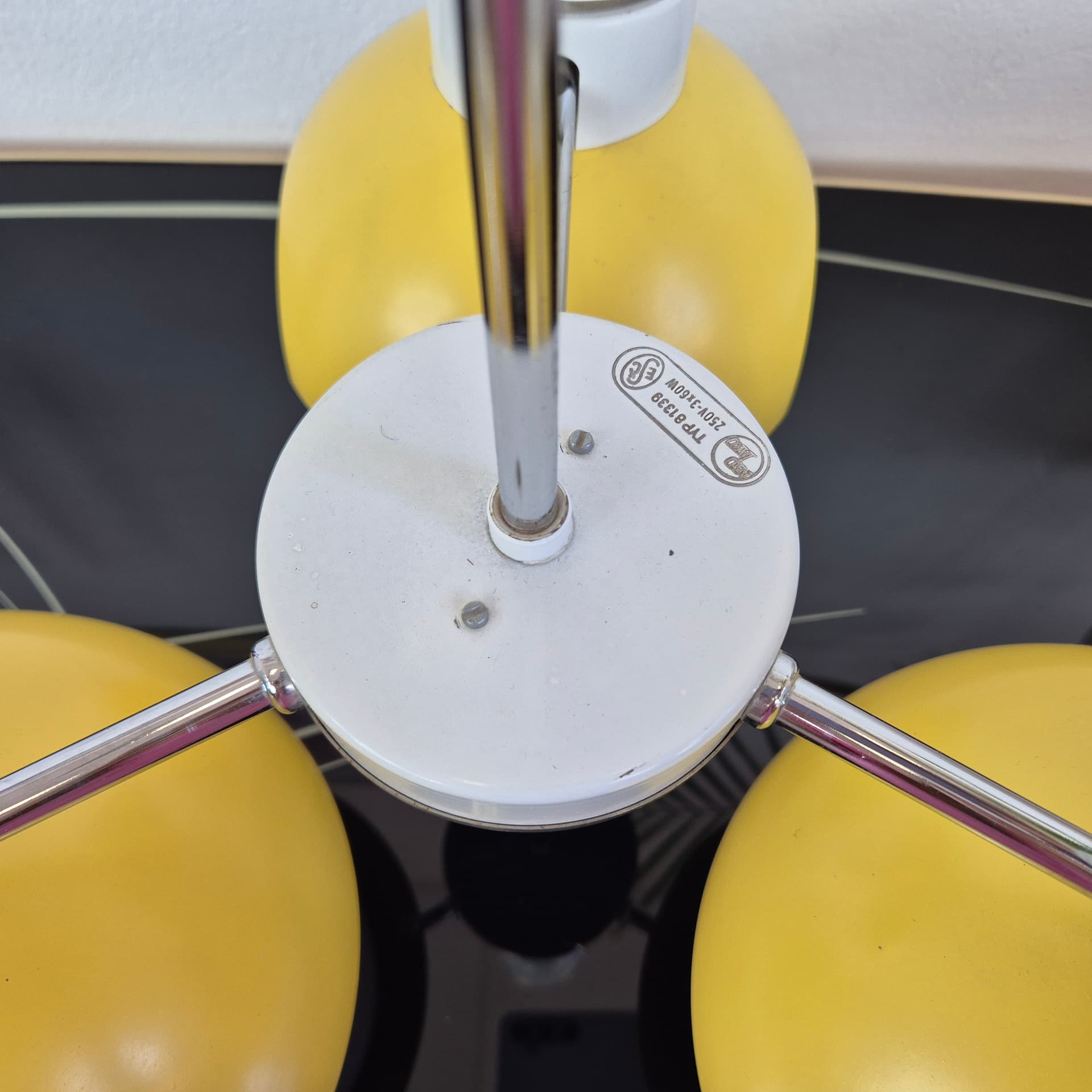 Chandelier TYP 81339, yellow metal, opaline glass, Napako, Czechoslovakia, 1960s. - 389855