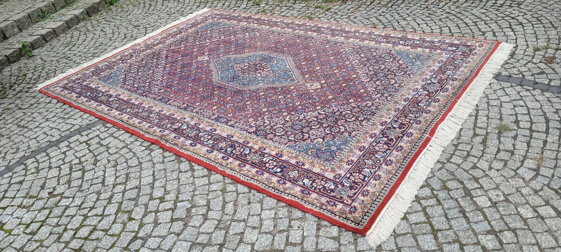 Rug Bidjar, 320x200 cm, red blue wool, India - 389861