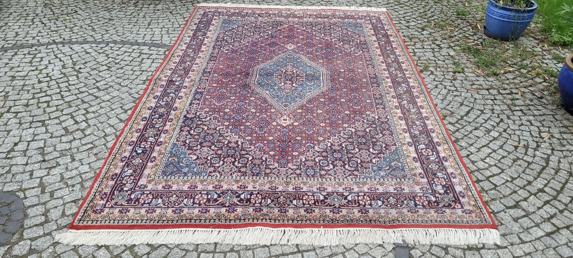 Rug Bidjar, 320x200 cm, red blue wool, India - 389865