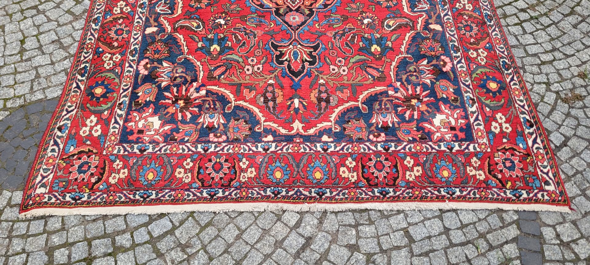 Persian rug Bakhtiari 215x315cm, red blue white green yellow, wool cotton, Iran, early 20th c. - 389893