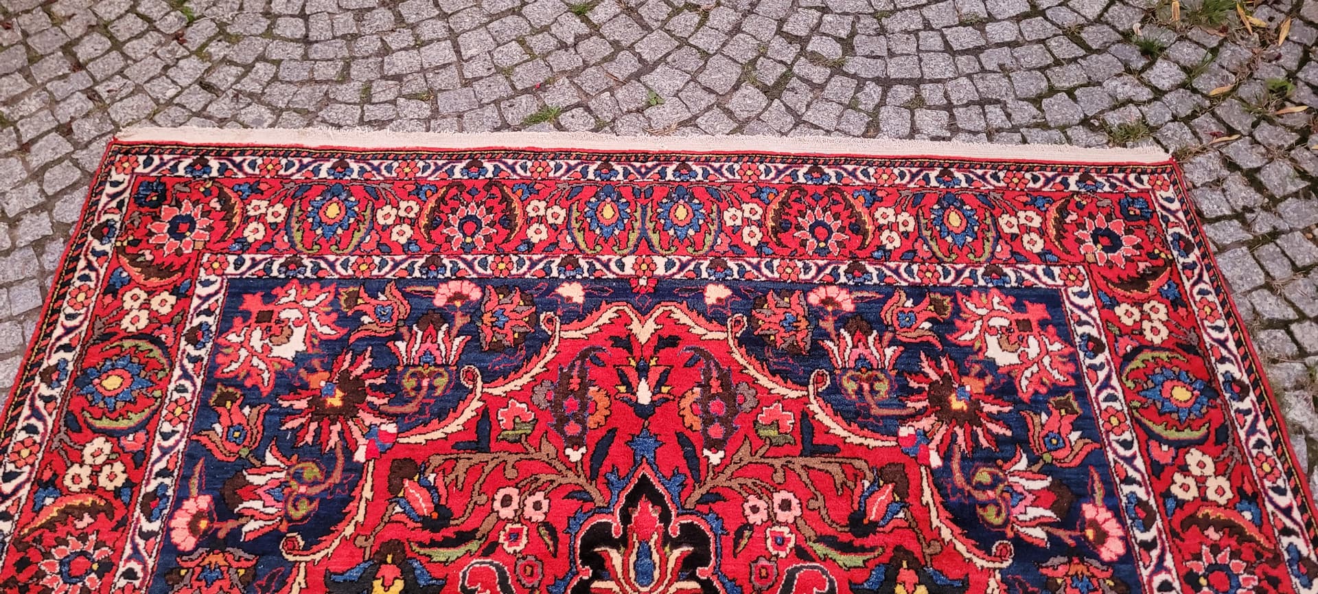 Persian rug Bakhtiari 215x315cm, red blue white green yellow, wool cotton, Iran, early 20th c. - 389899