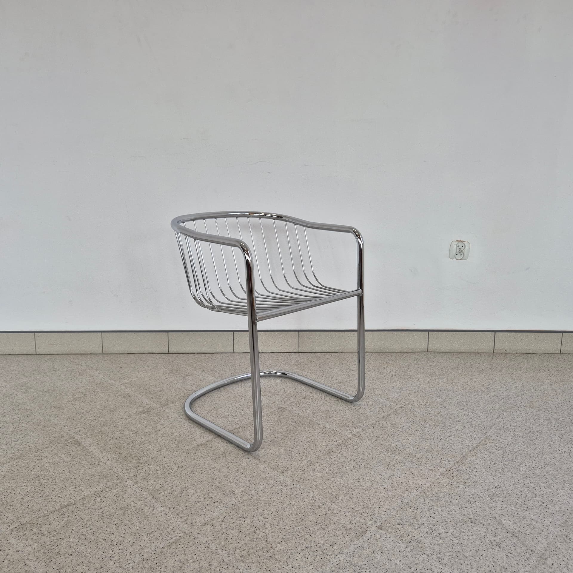 Armchair, black leather, chromed steel, by G. Rinaldi, Italy, 1970s. - 389923