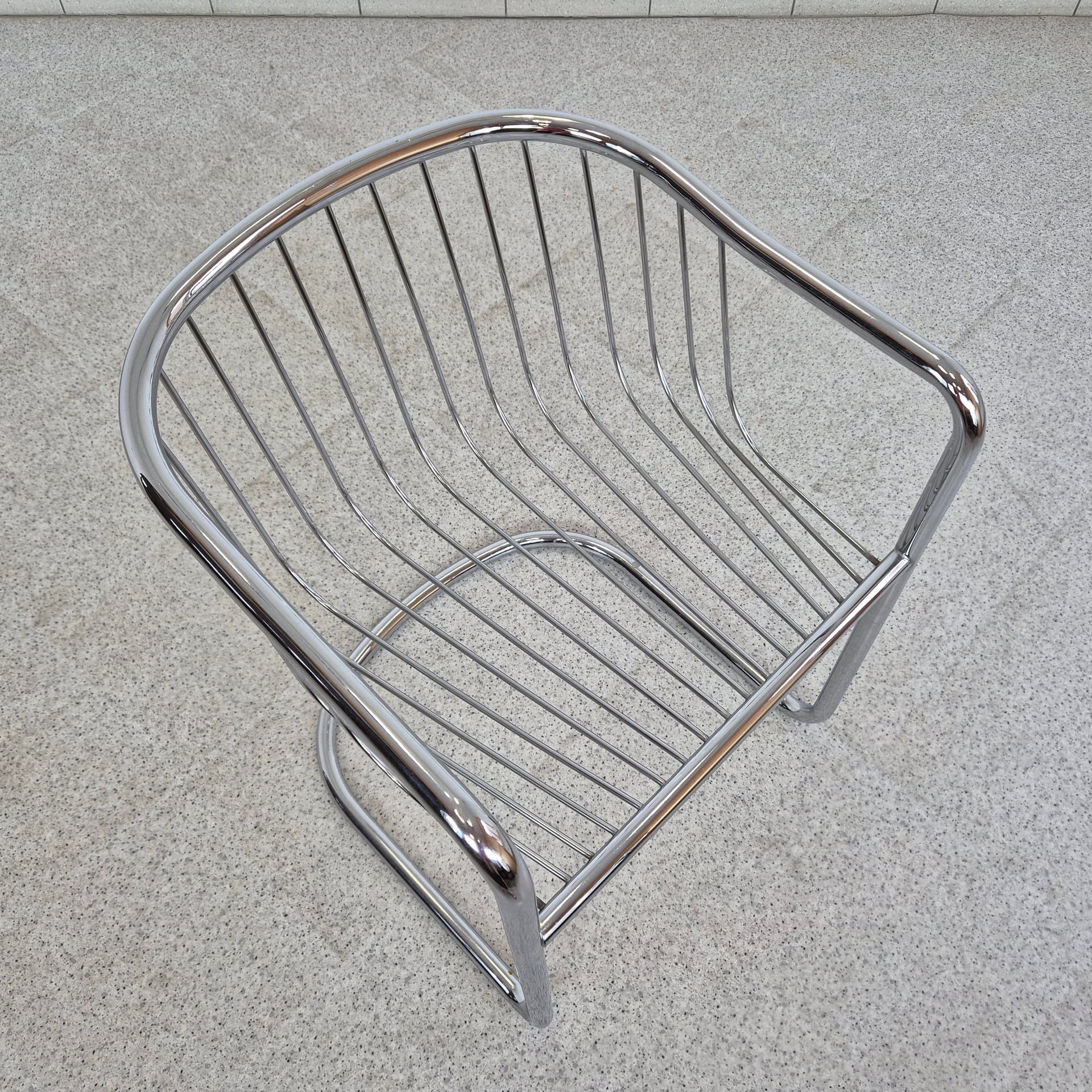 Armchair, black leather, chromed steel, by G. Rinaldi, Italy, 1970s. - 389927