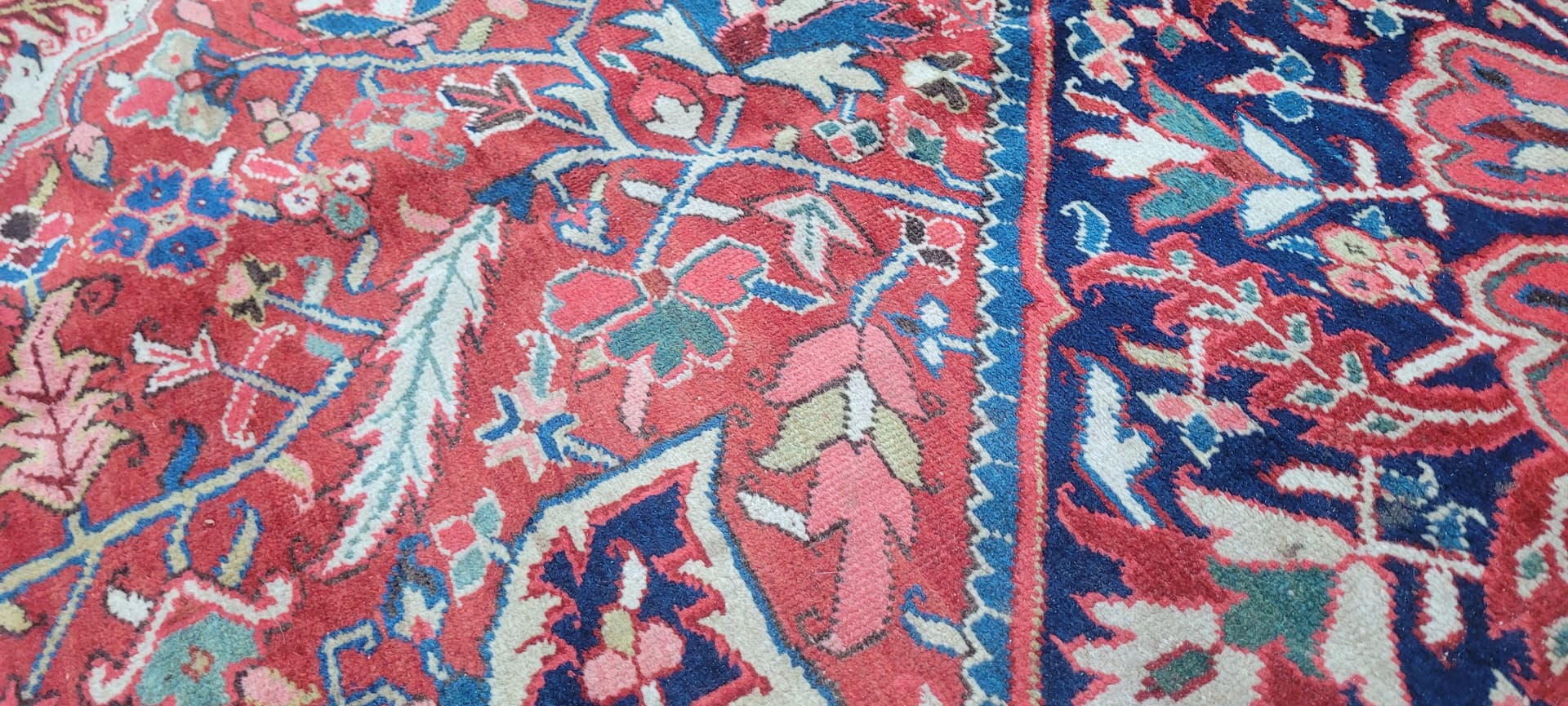 Rug Heriz, 230x360 cm, red blue, wool cotton, Iran, 19th c. - 389931