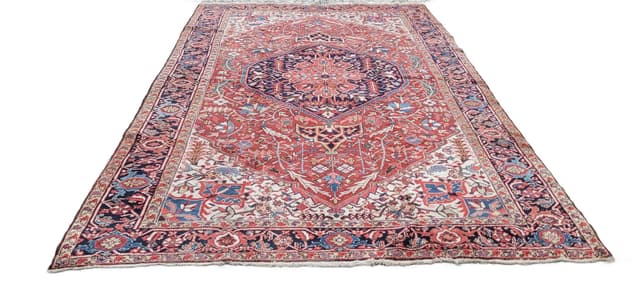 Rug Heriz, 230x360 cm, red blue, wool cotton, Iran, 19th c. - DIMENSION
