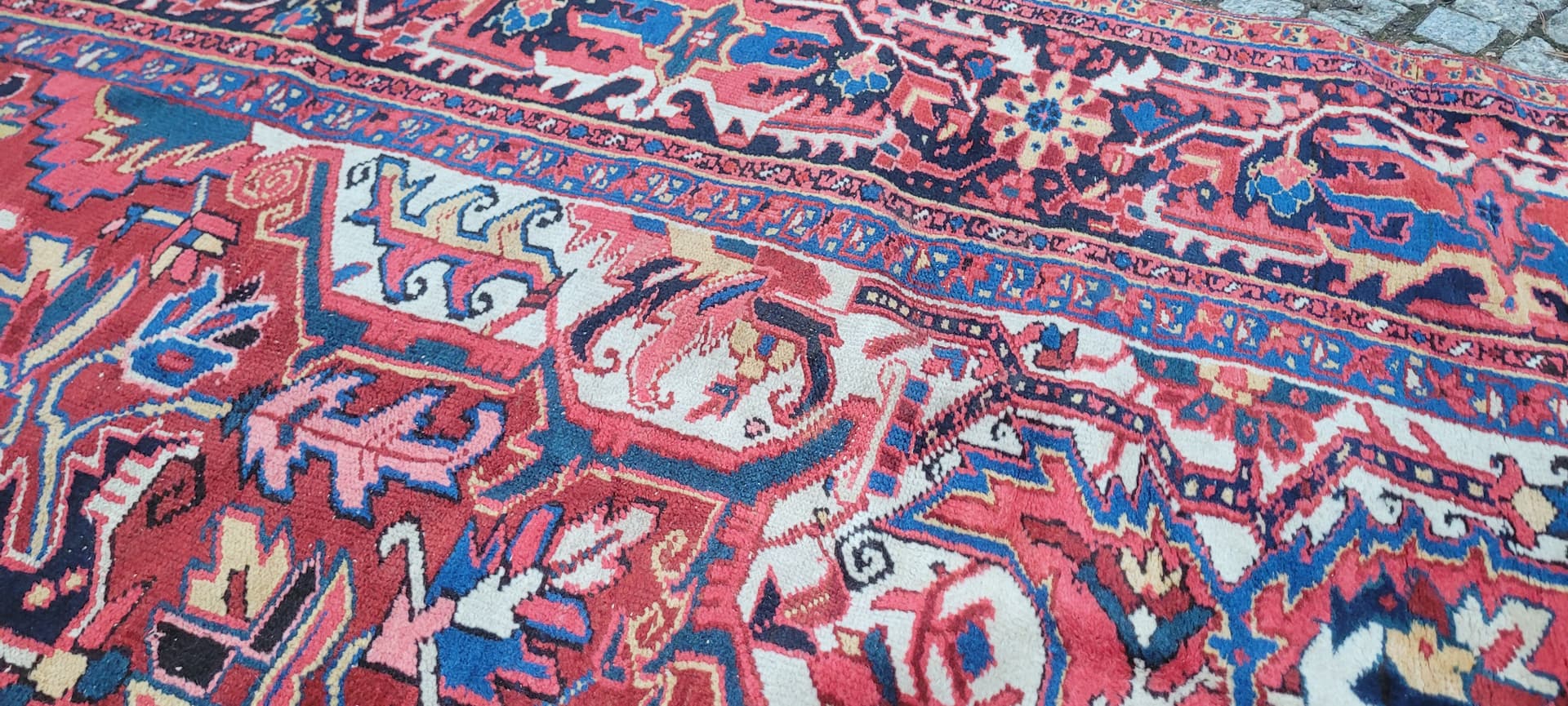 Rug Heriz, 380x300 cm, red blue, wool cotton, Iran, early 20th c. - 389956