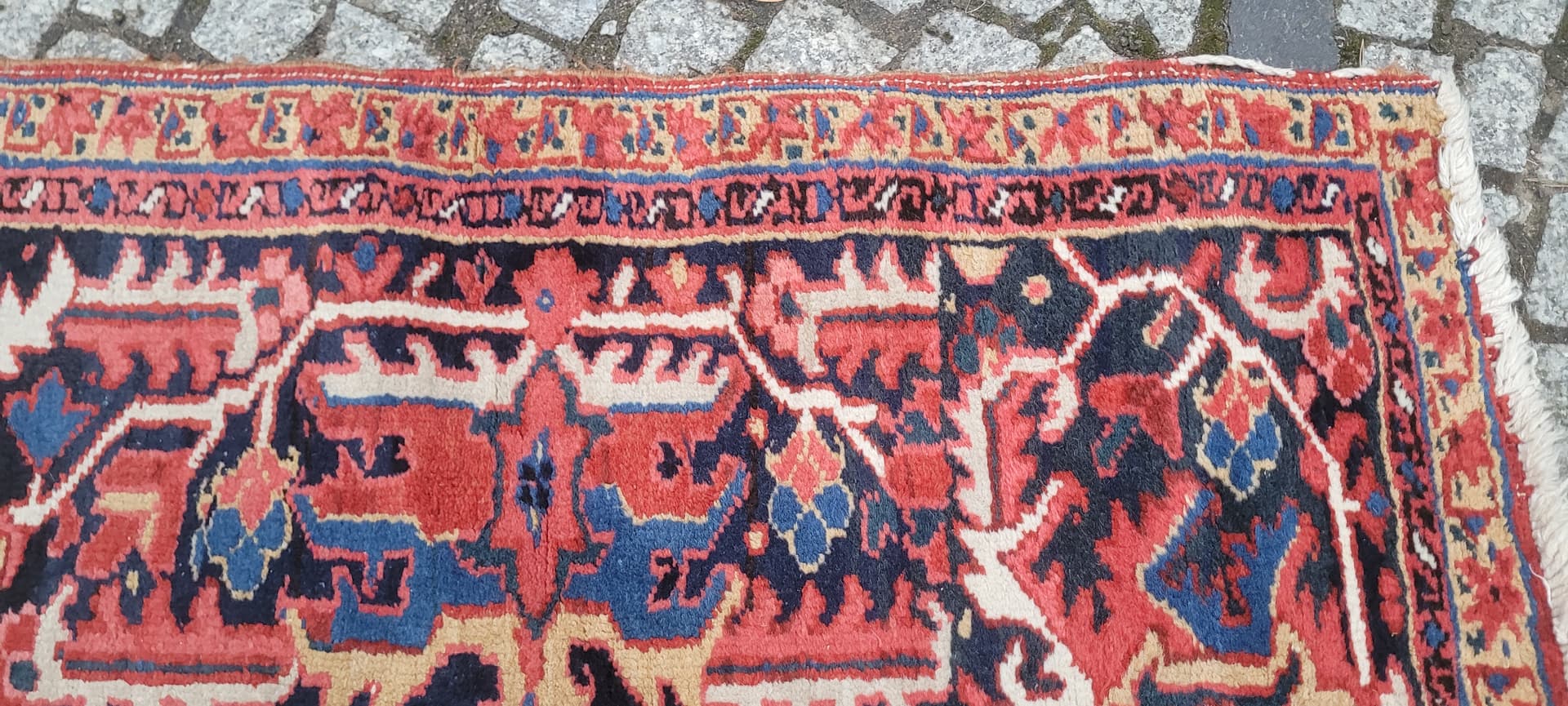 Rug Heriz, 380x300 cm, red blue, wool cotton, Iran, early 20th c. - 389957