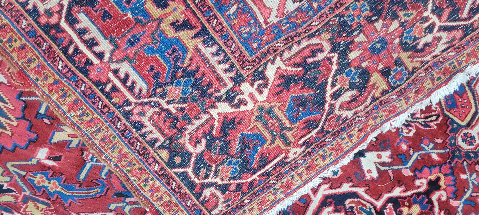 Rug Heriz, 380x300 cm, red blue, wool cotton, Iran, early 20th c. - 389970