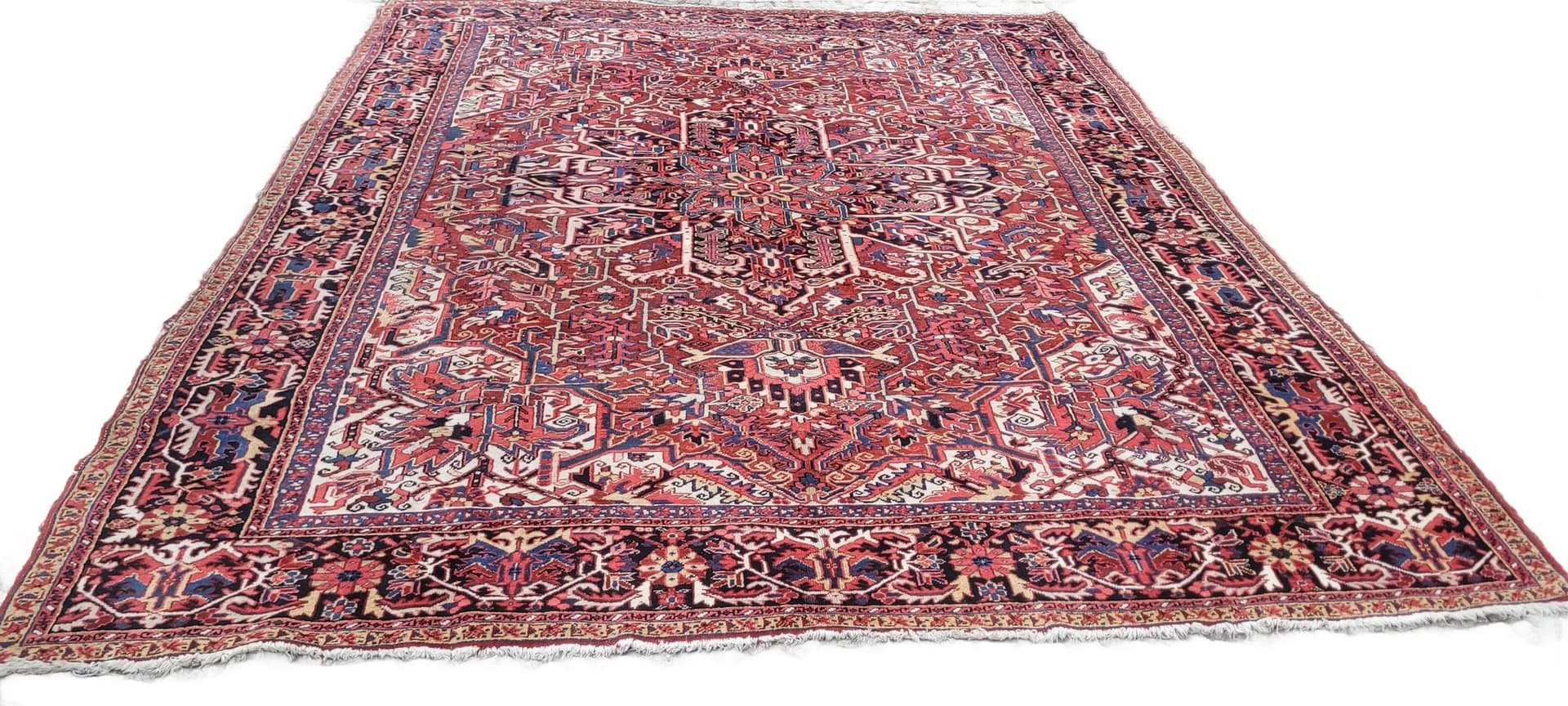 Rug Heriz, 380x300 cm, red blue, wool cotton, Iran, early 20th c.