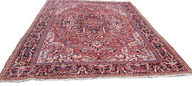 Rug Heriz, 380x300 cm, red blue, wool cotton, Iran, early 20th c. - DIMENSION