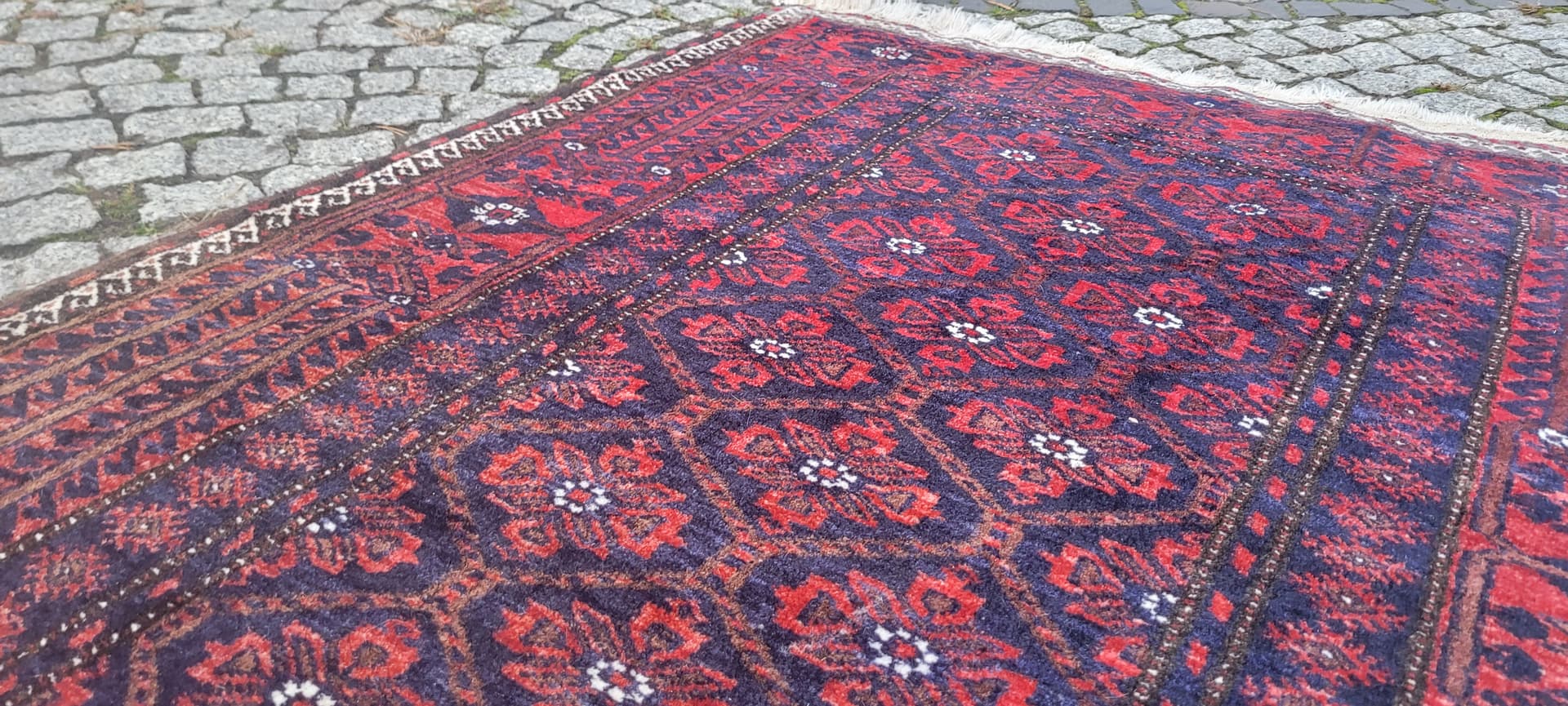 Rug Beluch, Persian, red blue, wool cotton, Iran, 1990s, 100x200 cm - 390007