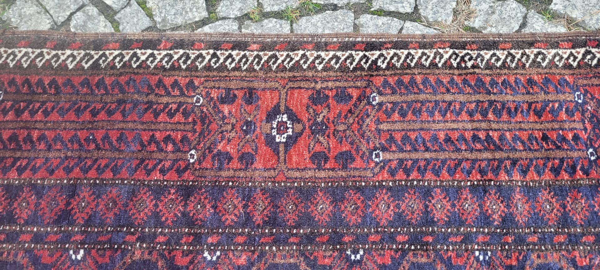Rug Beluch, Persian, red blue, wool cotton, Iran, 1990s, 100x200 cm - 390014