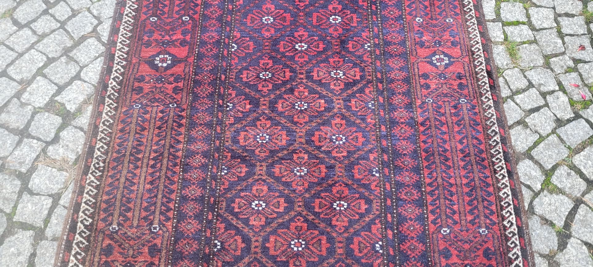 Rug Beluch, Persian, red blue, wool cotton, Iran, 1990s, 100x200 cm - 390006