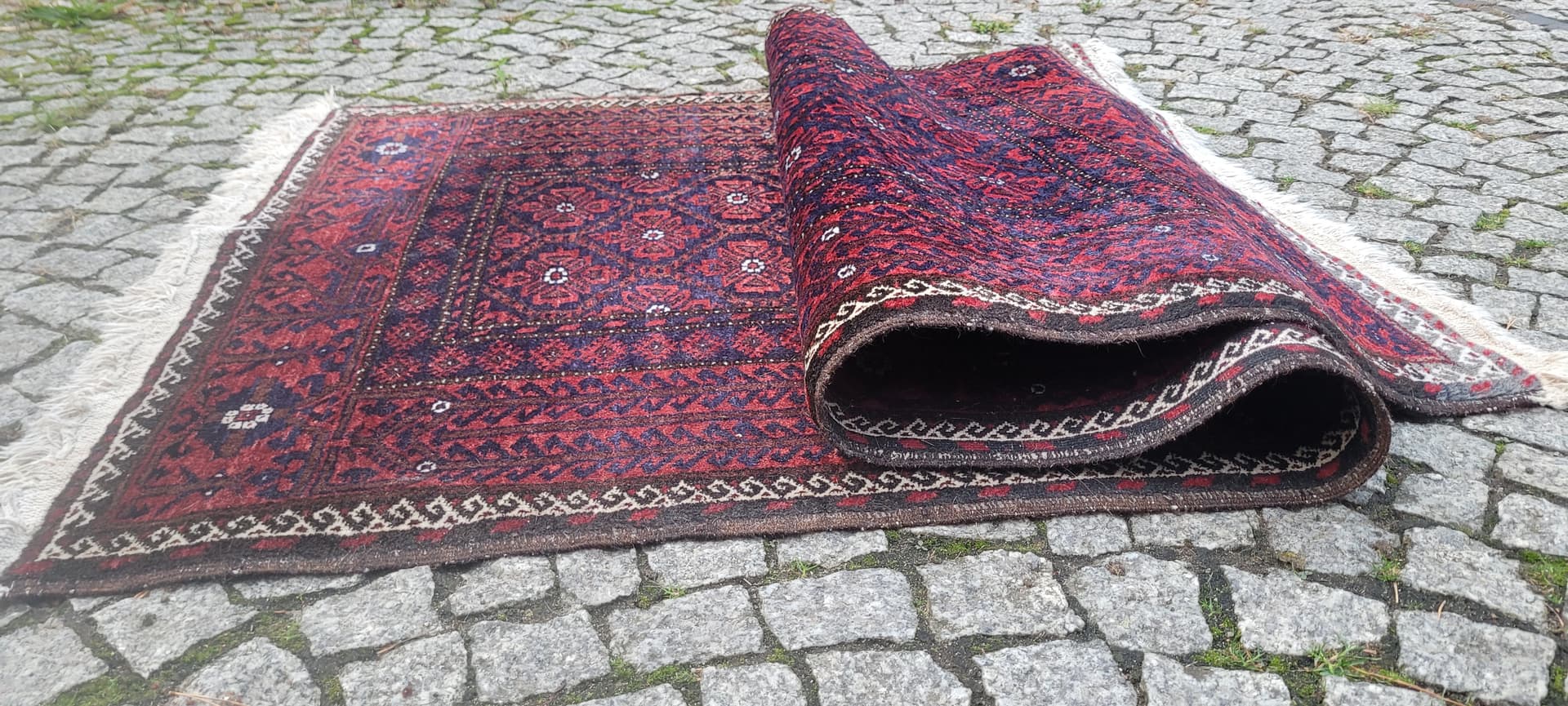 Rug Beluch, Persian, red blue, wool cotton, Iran, 1990s, 100x200 cm - 390010