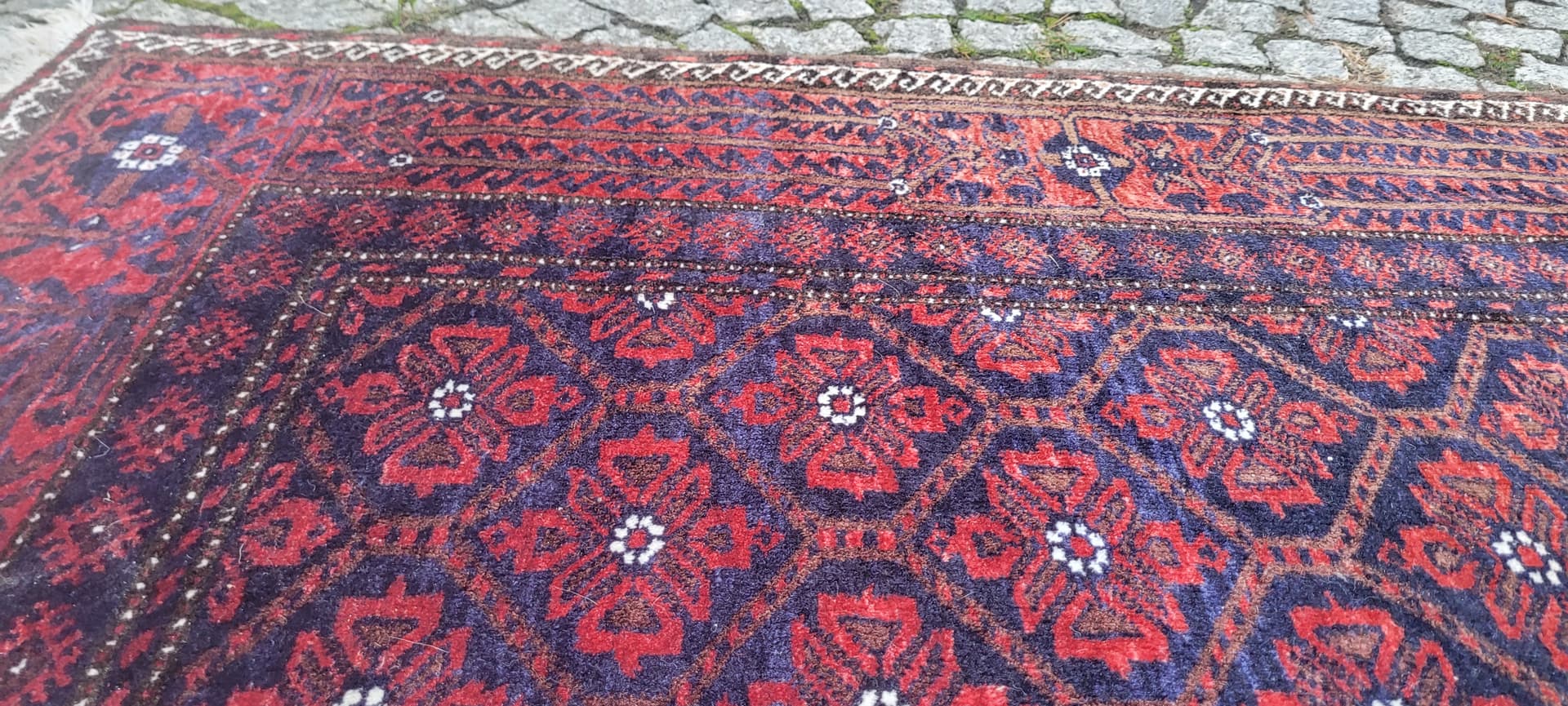 Rug Beluch, Persian, red blue, wool cotton, Iran, 1990s, 100x200 cm - 390009