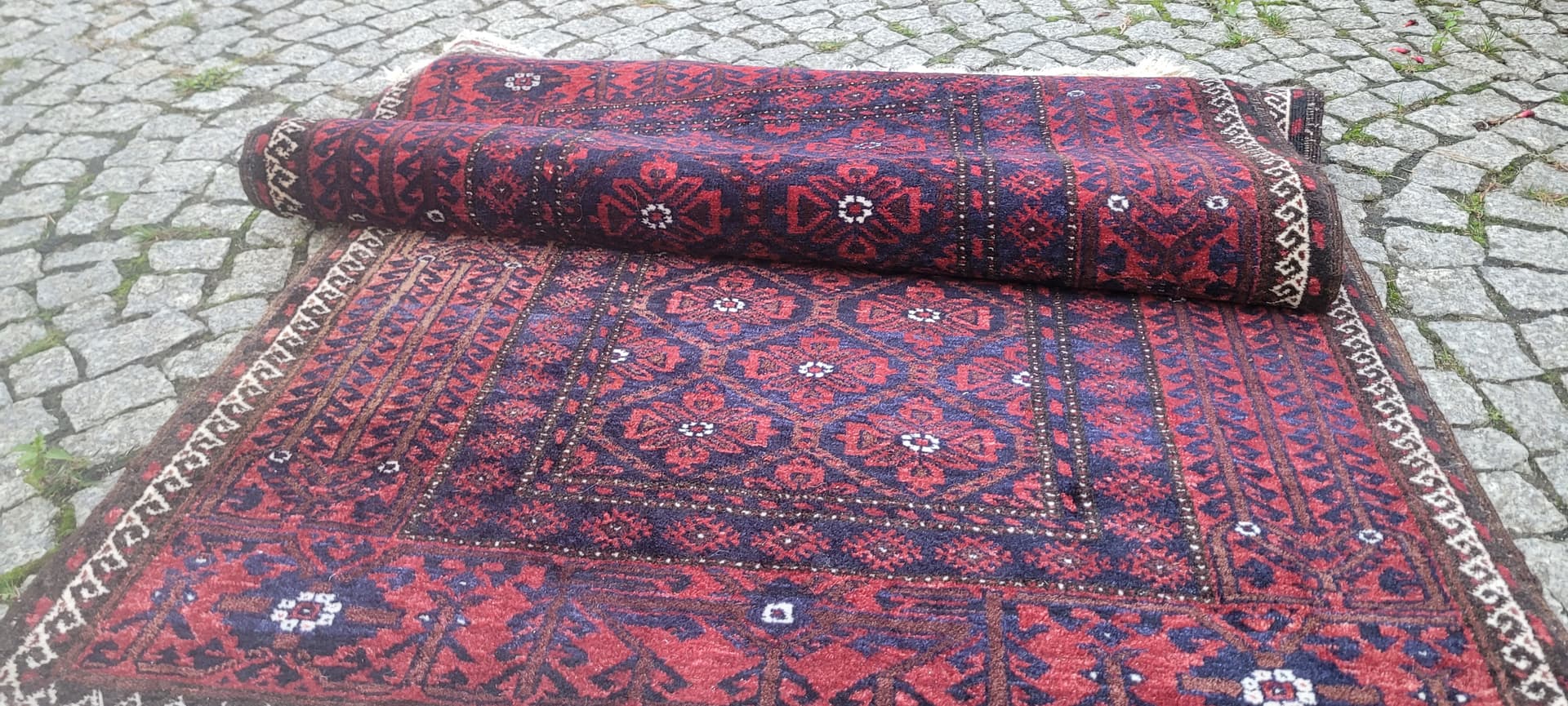 Rug Beluch, Persian, red blue, wool cotton, Iran, 1990s, 100x200 cm - 390013