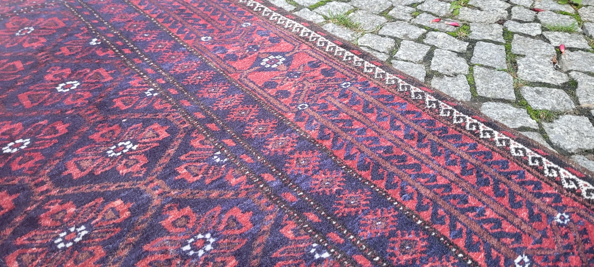 Rug Beluch, Persian, red blue, wool cotton, Iran, 1990s, 100x200 cm - 390008