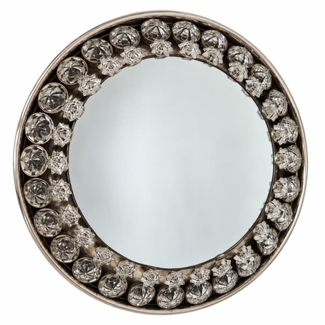 Illuminated wall mirror, silver metal, clear crystal, Austria, 1960s. - DIMENSION