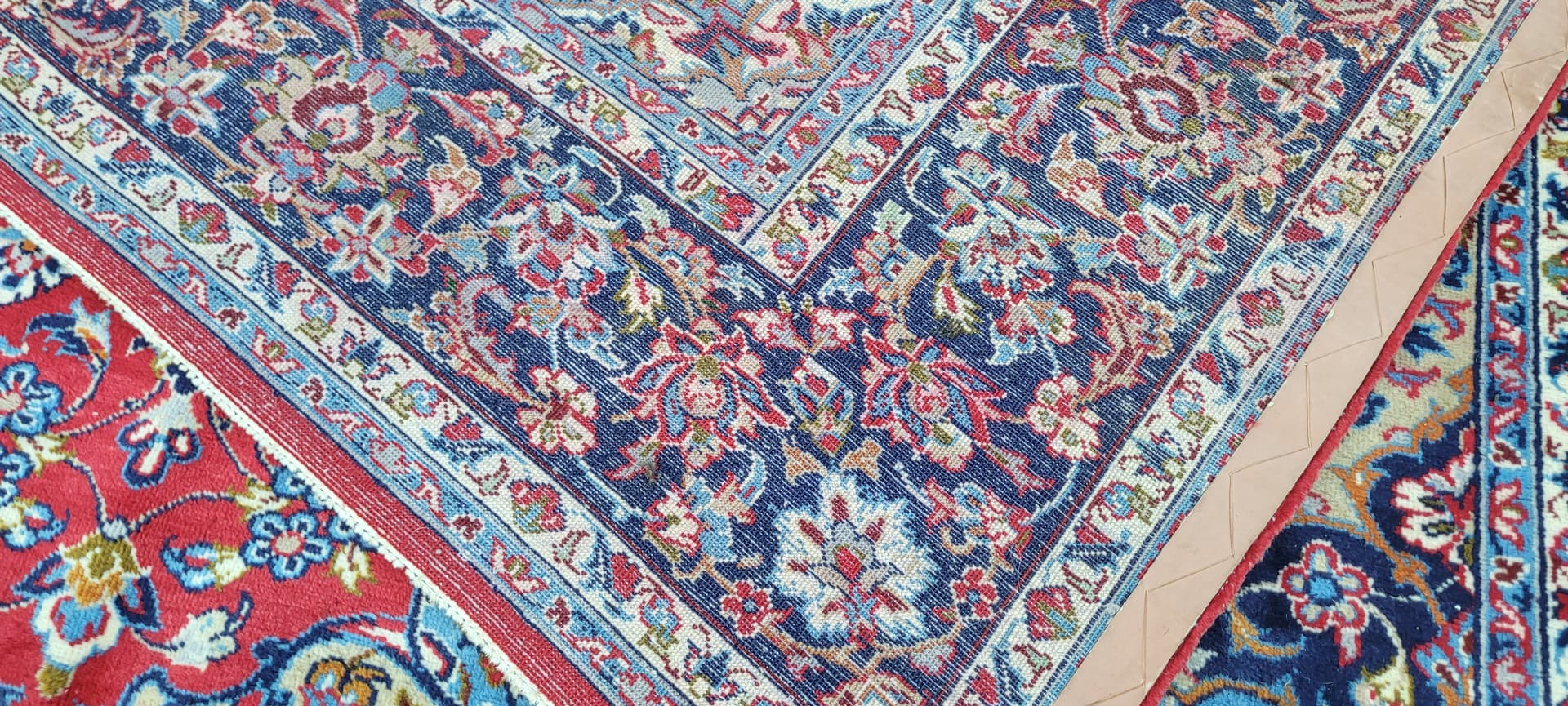 Rug Keshan, 260x360 cm, red blue, wool cotton, Iran, 1970s. - 390039