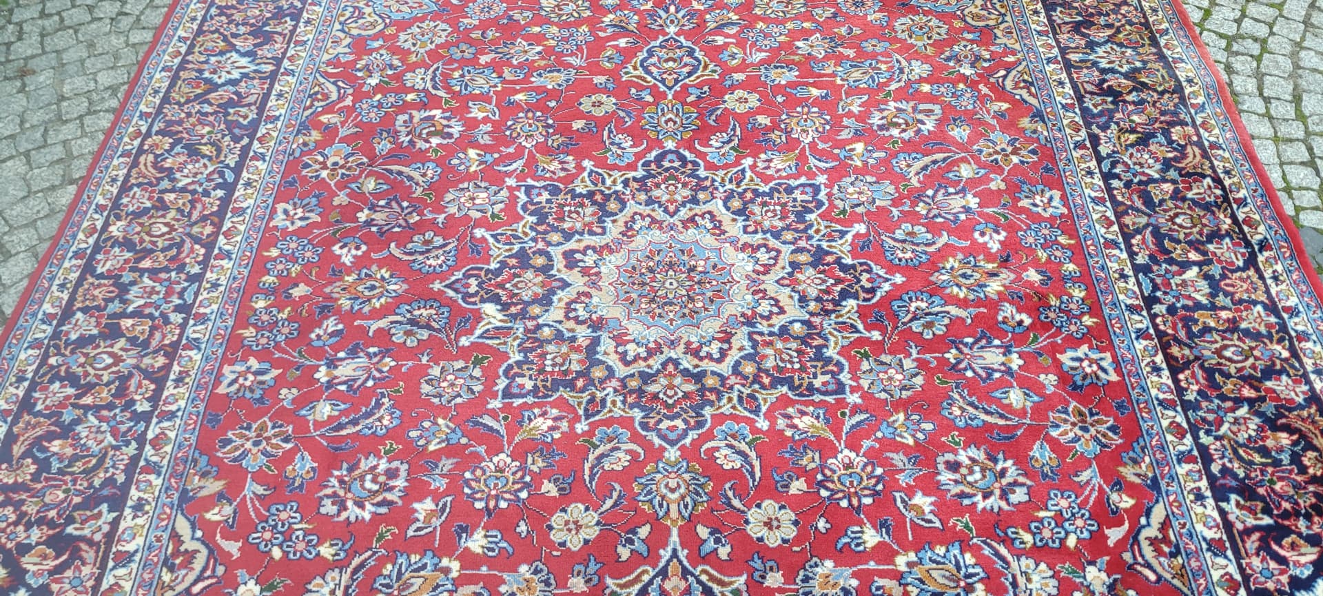 Rug Keshan, 260x360 cm, red blue, wool cotton, Iran, 1970s. - 390038
