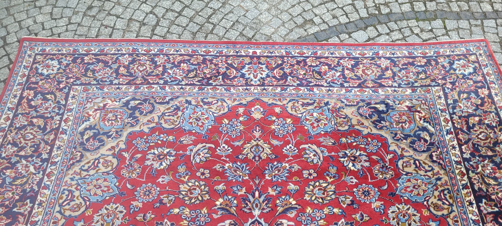 Rug Keshan, 260x360 cm, red blue, wool cotton, Iran, 1970s. - 390036