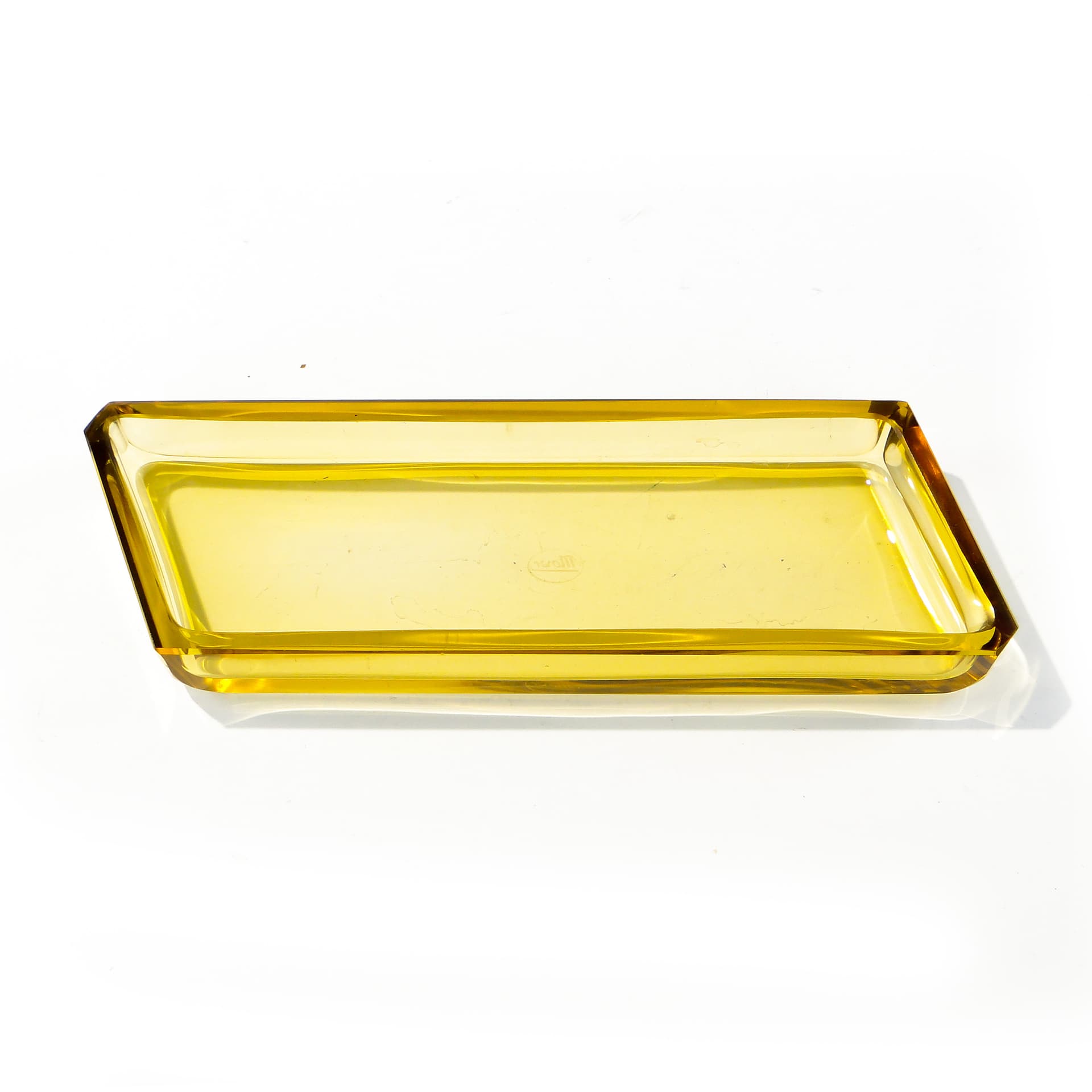 Jewelry tray Art Deco, yellow crystal, Moser, Czechoslovakia, 1920s