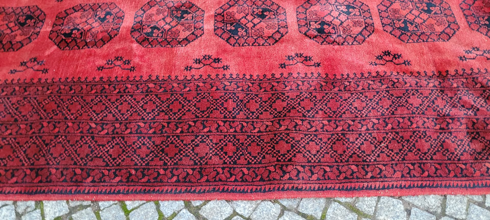 Rug Afghan, 205x290 cm, red black, wool, Afghanistan, 1990s. - 390104