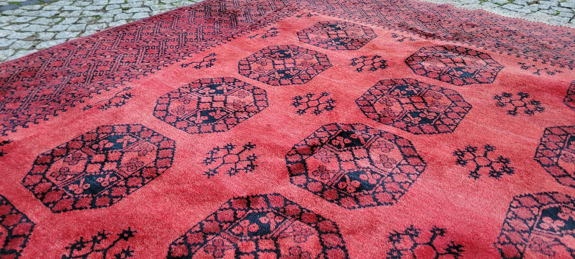Rug Afghan, 205x290 cm, red black, wool, Afghanistan, 1990s. - 390102