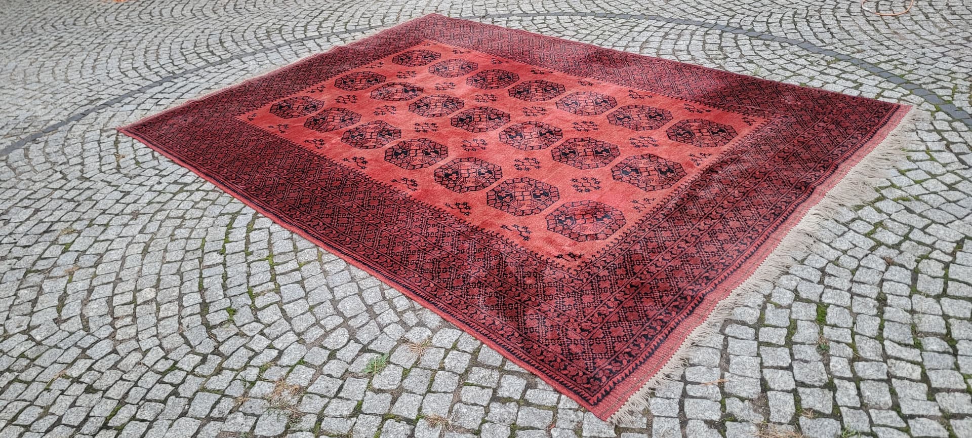 Rug Afghan, 205x290 cm, red black, wool, Afghanistan, 1990s. - 390098