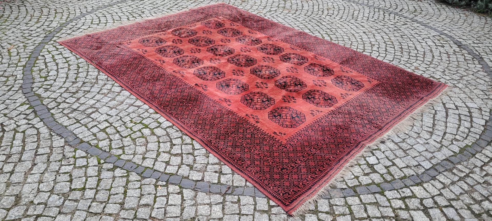 Rug Afghan, 205x290 cm, red black, wool, Afghanistan, 1990s. - 390097