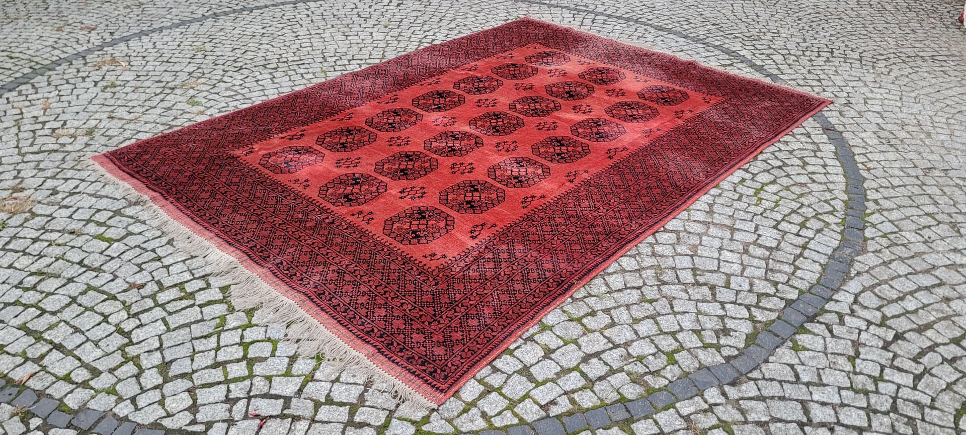 Rug Afghan, 205x290 cm, red black, wool, Afghanistan, 1990s. - 390094
