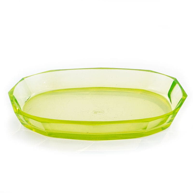 Uranium Crystal Tray, yellow-green, crystal, Moser, Czechia, 1920s