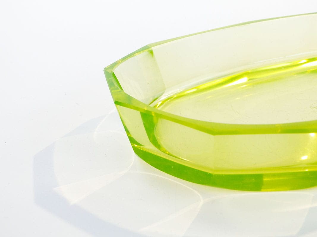 Uranium Crystal Tray, yellow-green, crystal, Moser, Czechia, 1920s - 390162