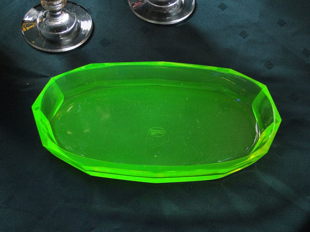 Uranium Crystal Tray, yellow-green, crystal, Moser, Czechia, 1920s - 390166