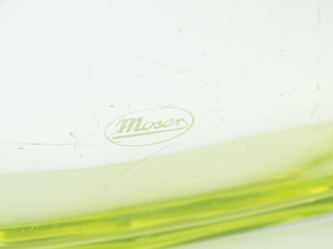 Uranium Crystal Tray, yellow-green, crystal, Moser, Czechia, 1920s - 390165