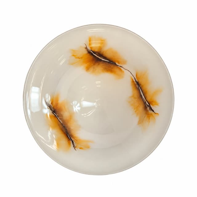 Wall ceiling lamp, white brown glass, Rosdala Glasbruk, Sweden, 1970s. - DIMENSION