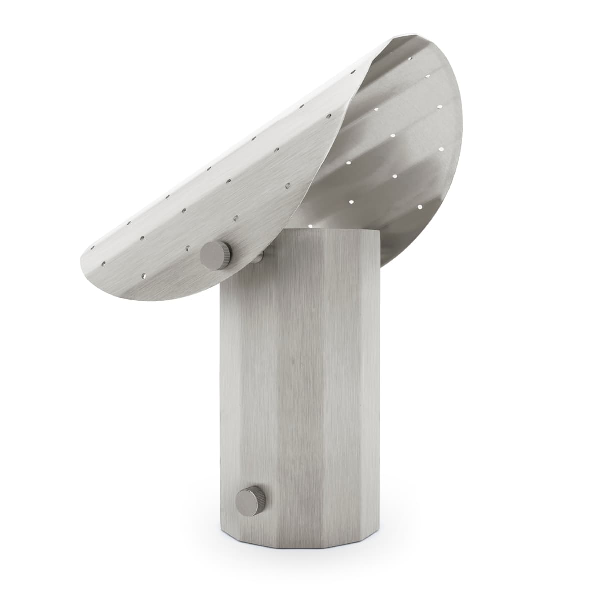 Lampa stojąca APOLIN z perforacją 30 cm stal szczotkowana, Kaspa x Grynasz Studio