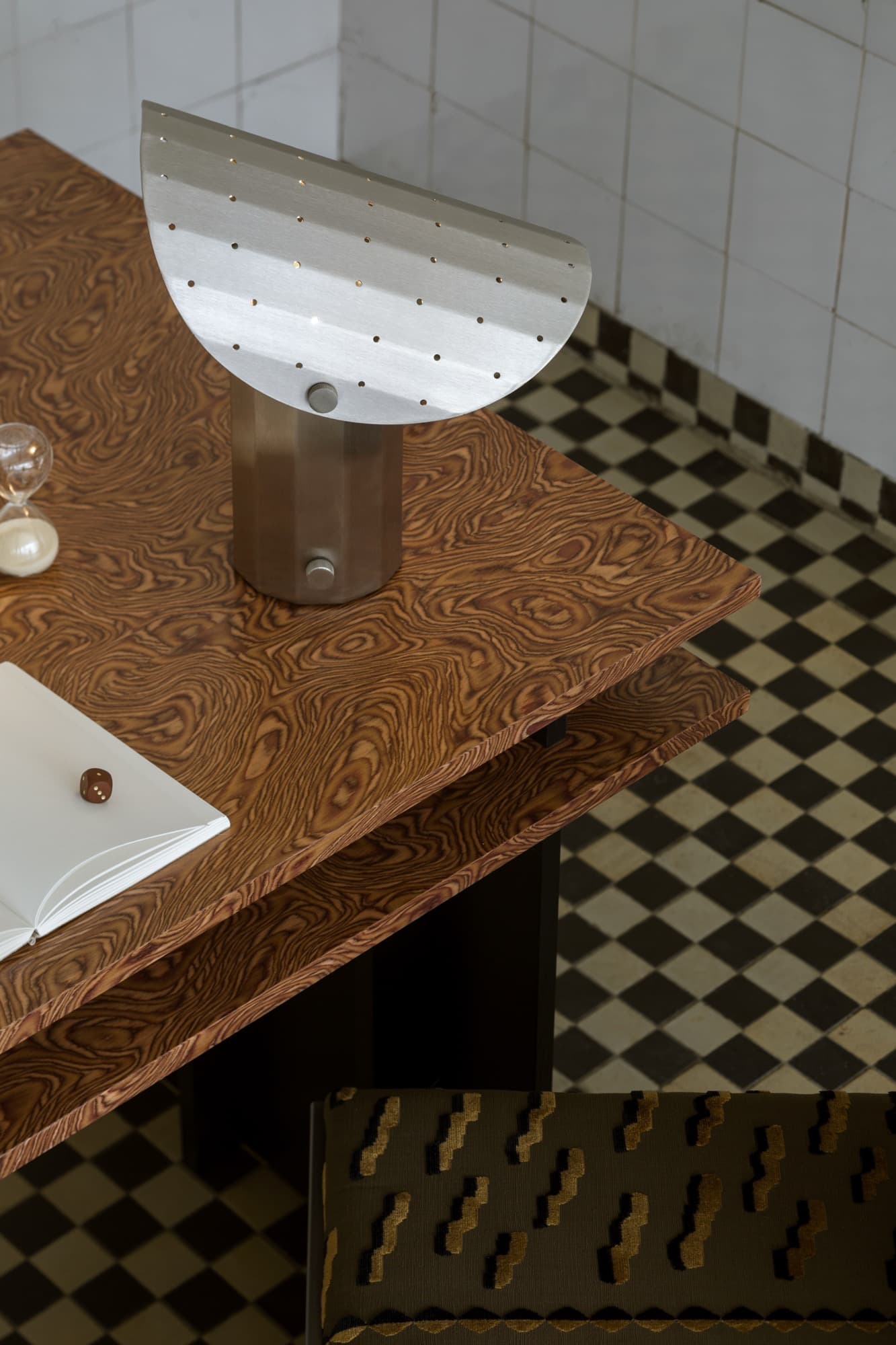 Lampa stojąca APOLIN z perforacją 30 cm stal szczotkowana, Kaspa x Grynasz Studio - 6425