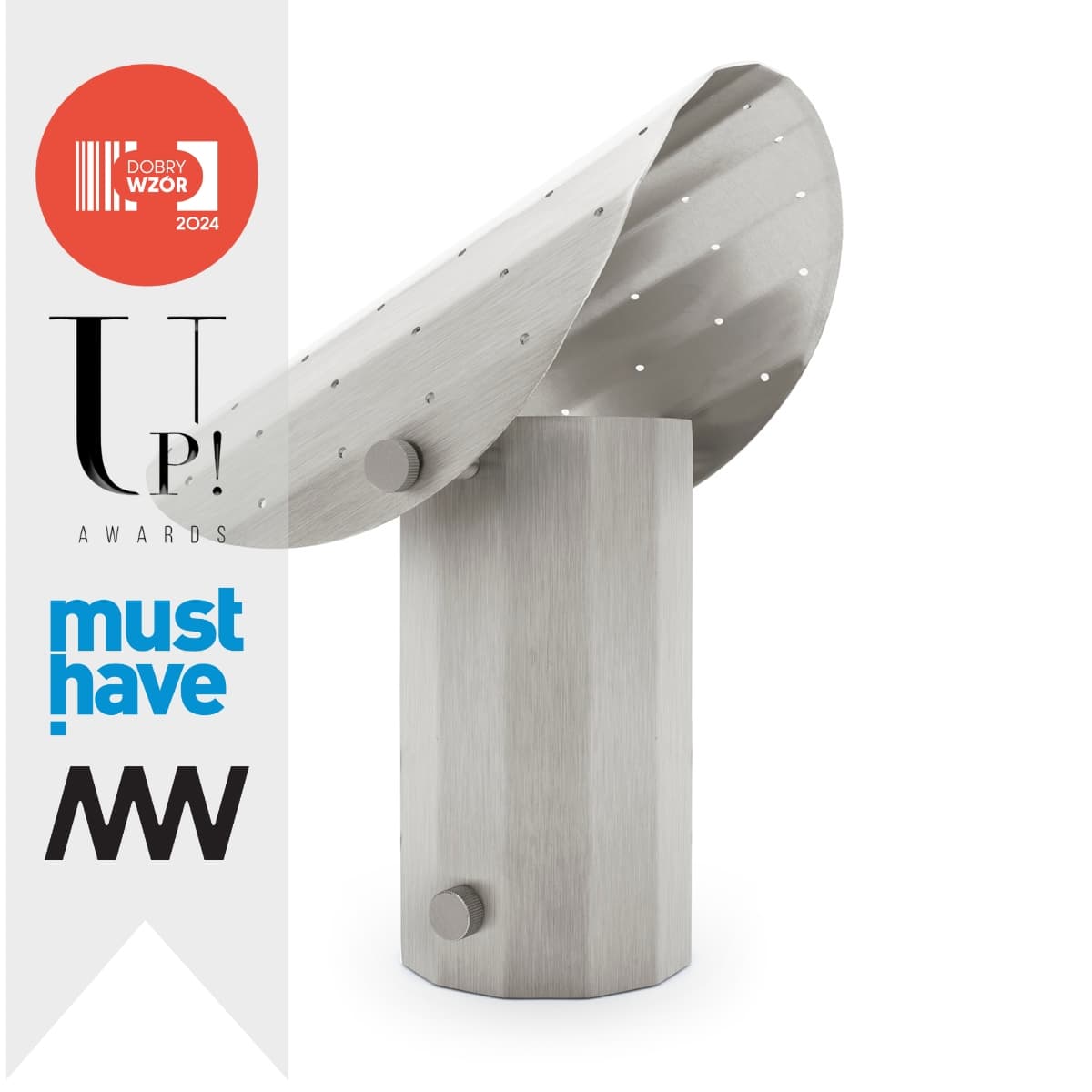 Lampa stojąca APOLIN z perforacją 30 cm stal szczotkowana, Kaspa x Grynasz Studio - 3408