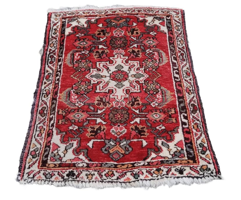 Runner rug Hamadan 85x55 cm, red, wool, Iran, early 20th c.