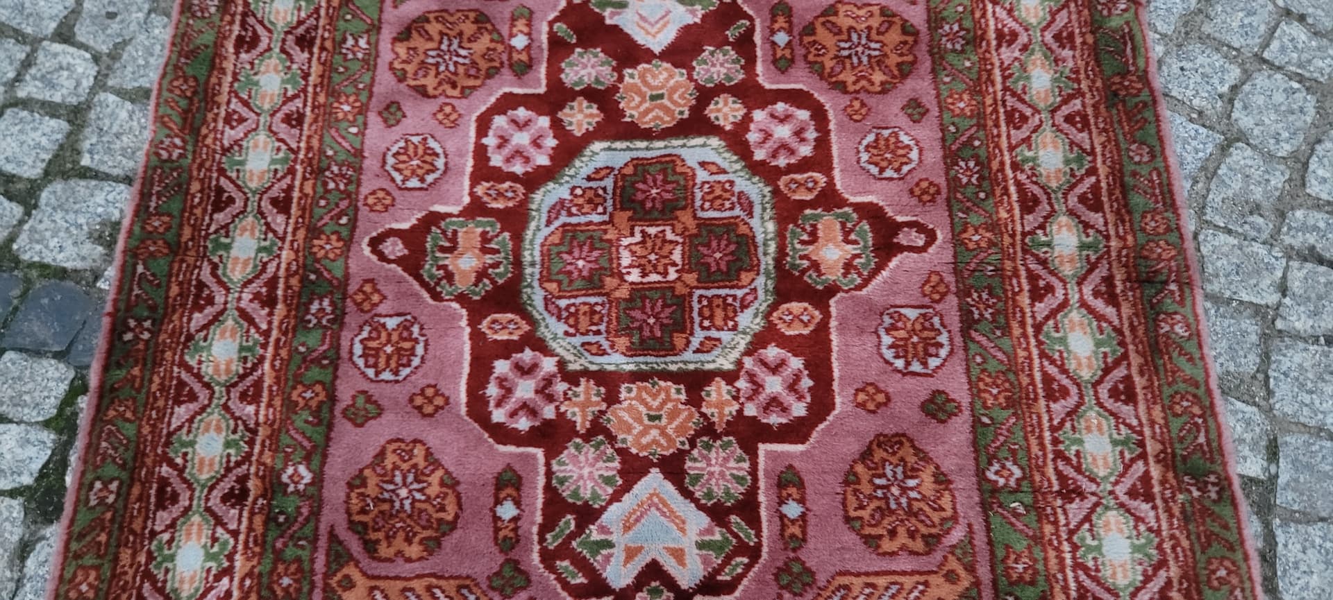 Dywan anatolijski 155x92 cm, różowy zielony czerwony beżowy niebieski pomarańczowy, wełna, Turcja - 390369