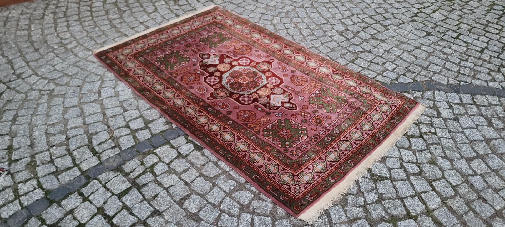 Dywan anatolijski 155x92 cm, różowy zielony czerwony beżowy niebieski pomarańczowy, wełna, Turcja - 390366