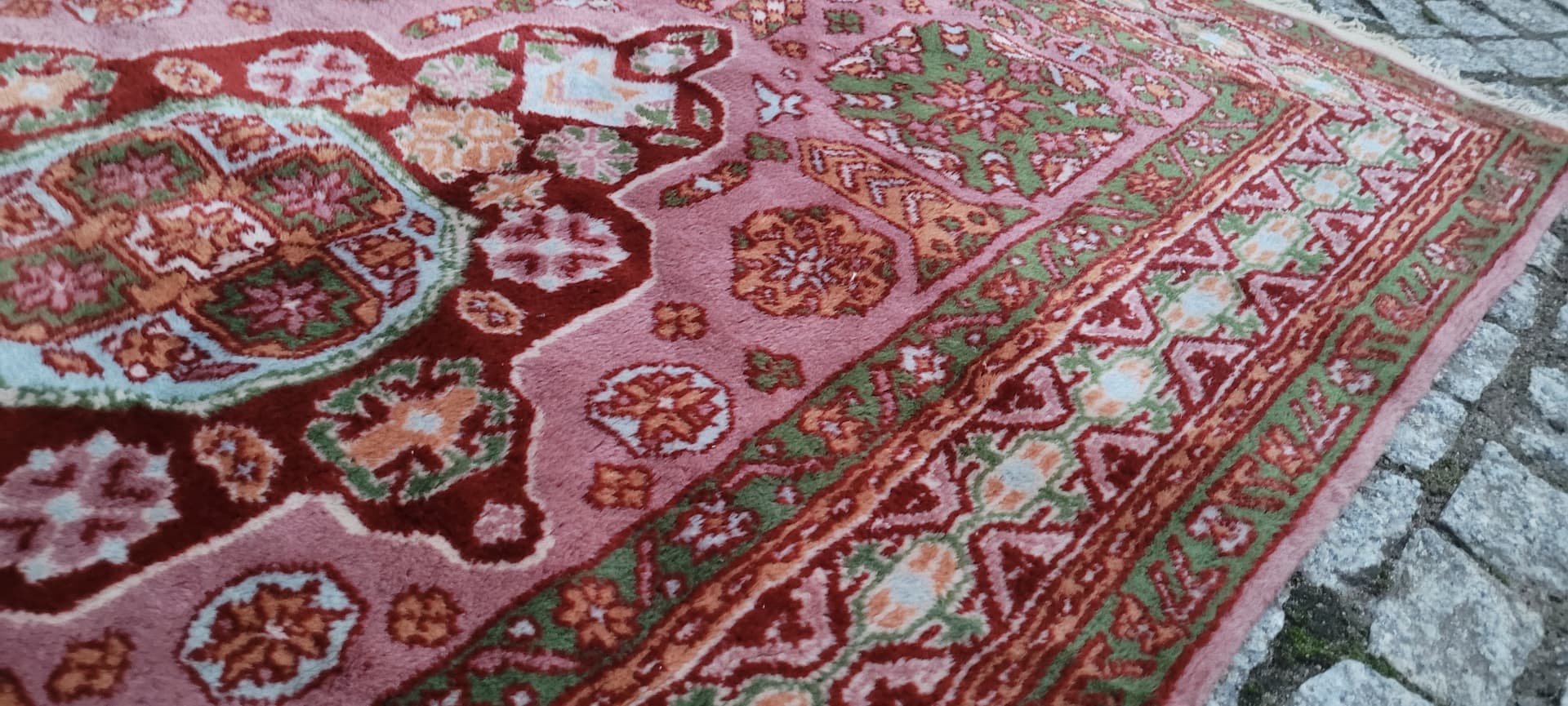 Dywan anatolijski 155x92 cm, różowy zielony czerwony beżowy niebieski pomarańczowy, wełna, Turcja - 390368