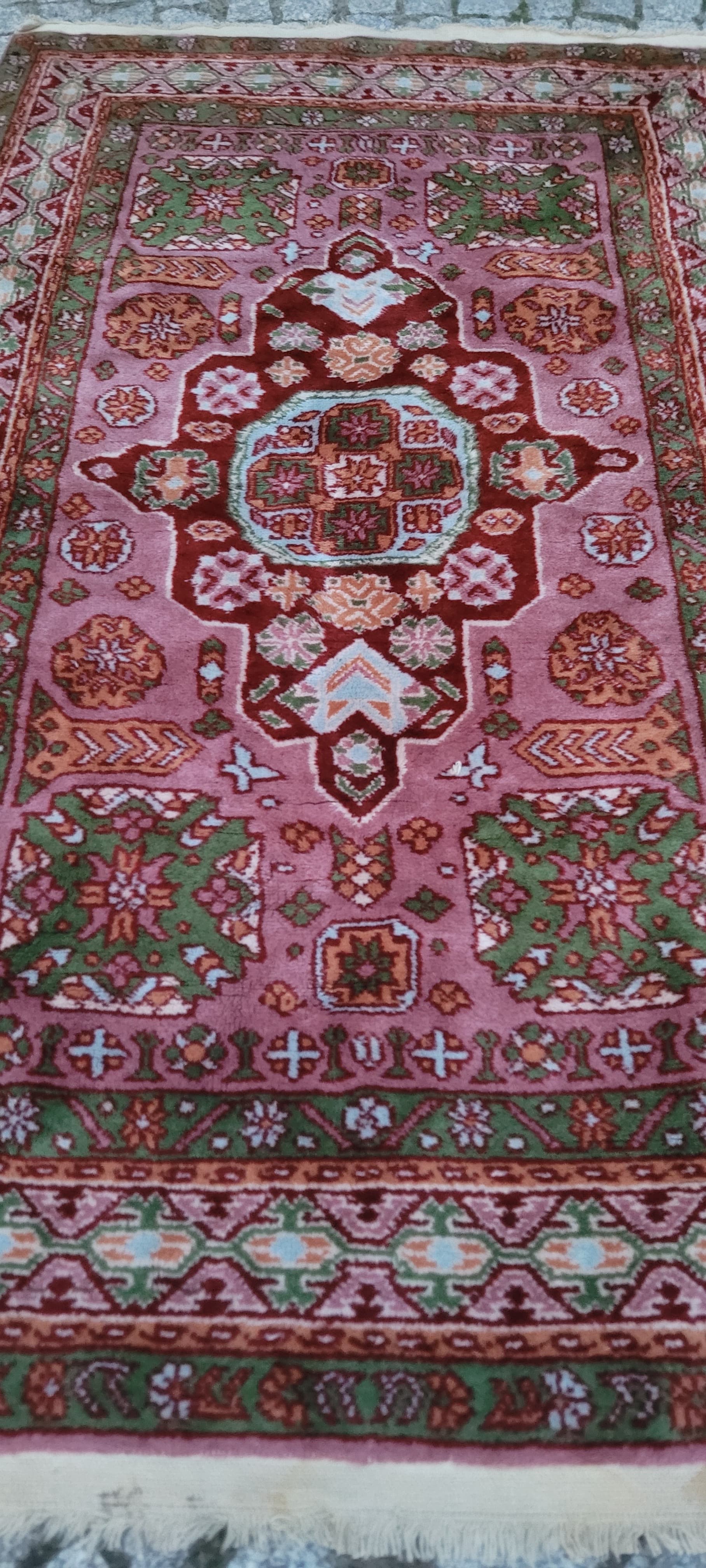 Dywan anatolijski 155x92 cm, różowy zielony czerwony beżowy niebieski pomarańczowy, wełna, Turcja - 390363
