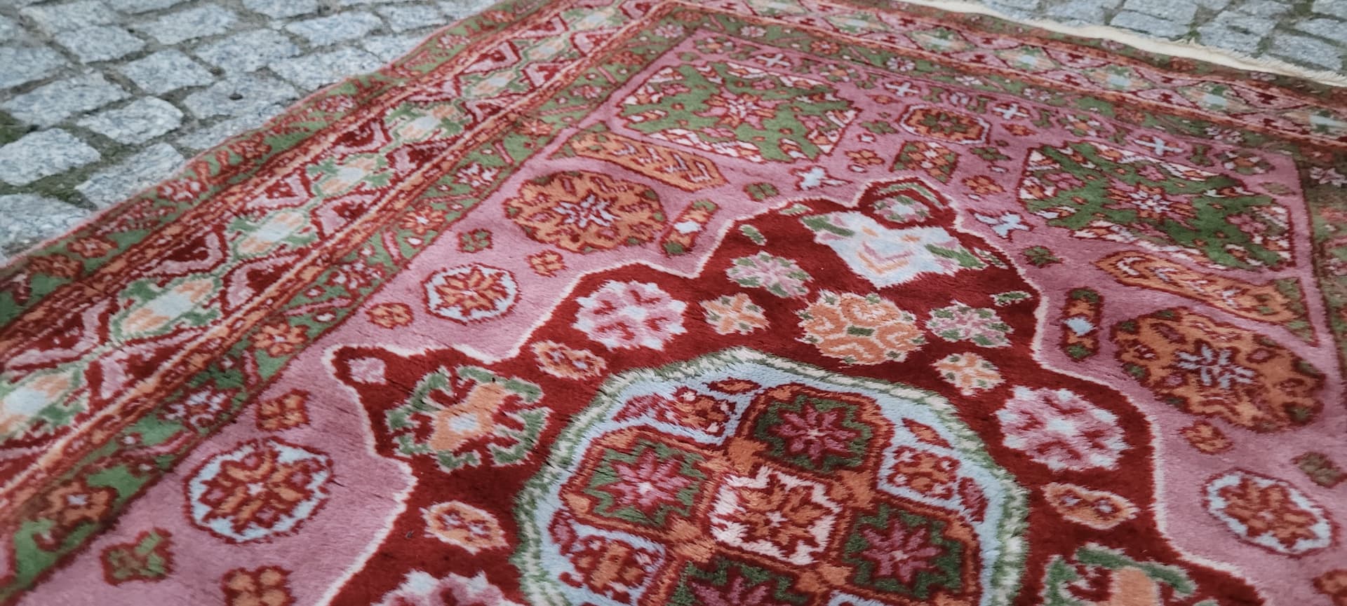 Dywan anatolijski 155x92 cm, różowy zielony czerwony beżowy niebieski pomarańczowy, wełna, Turcja - 390365