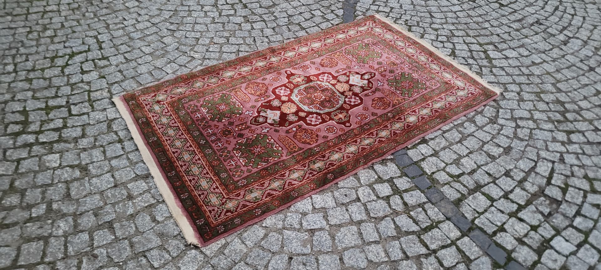 Dywan anatolijski 155x92 cm, różowy zielony czerwony beżowy niebieski pomarańczowy, wełna, Turcja - 390371