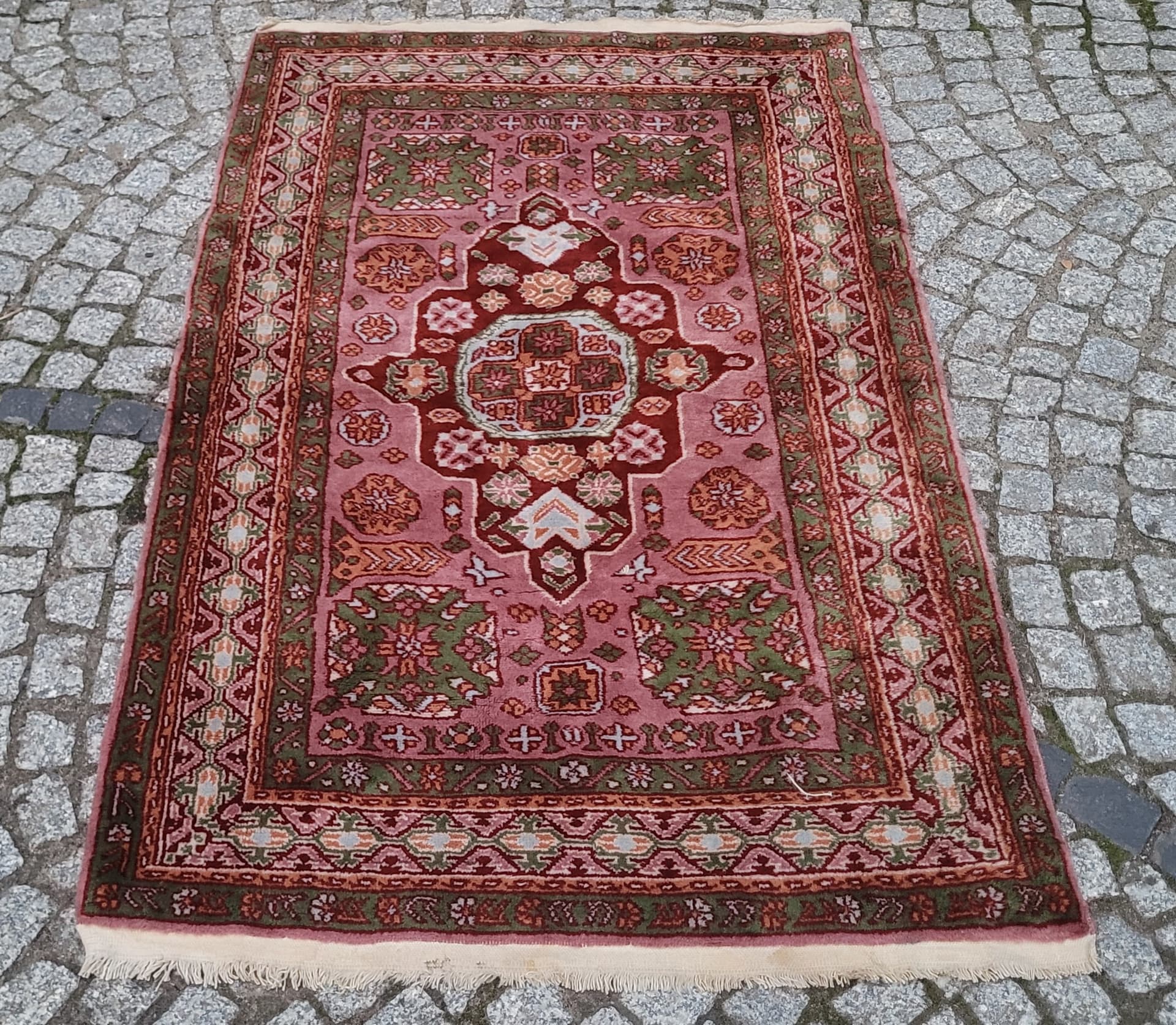 Dywan anatolijski 155x92 cm, różowy zielony czerwony beżowy niebieski pomarańczowy, wełna, Turcja - 390362