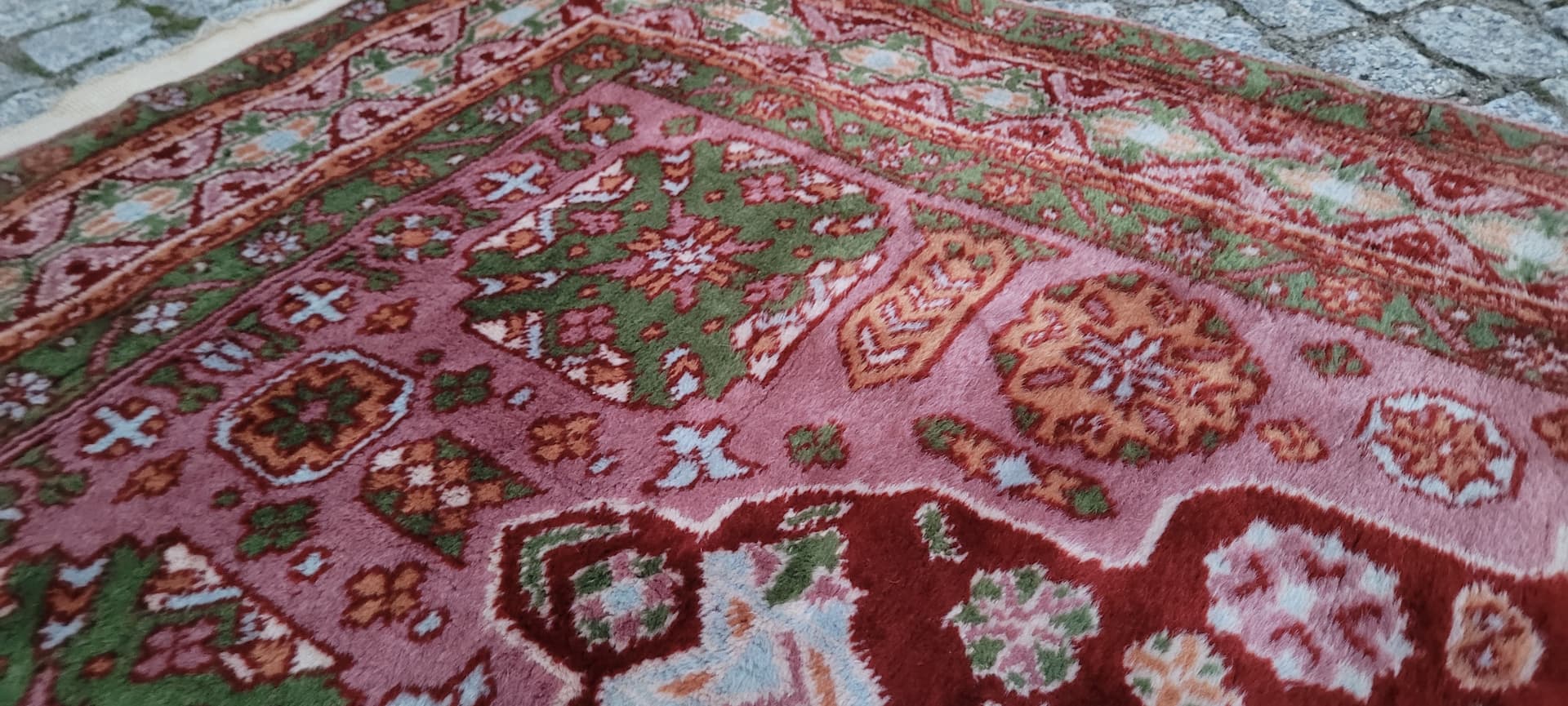 Dywan anatolijski 155x92 cm, różowy zielony czerwony beżowy niebieski pomarańczowy, wełna, Turcja - 390367