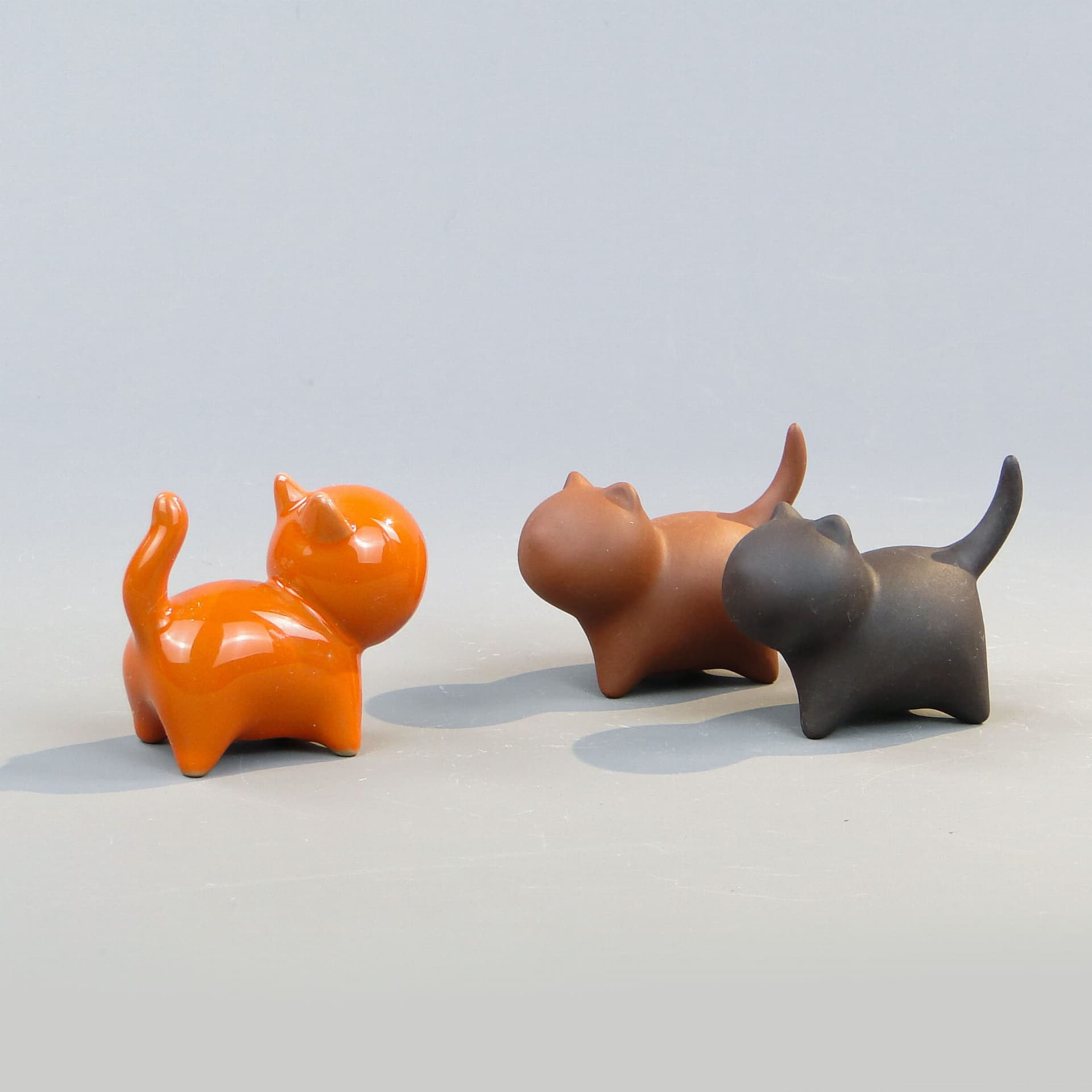 Set of Three Ring Holders, Cats, orange, brown, grey, ceramic, 1950s. - 390387
