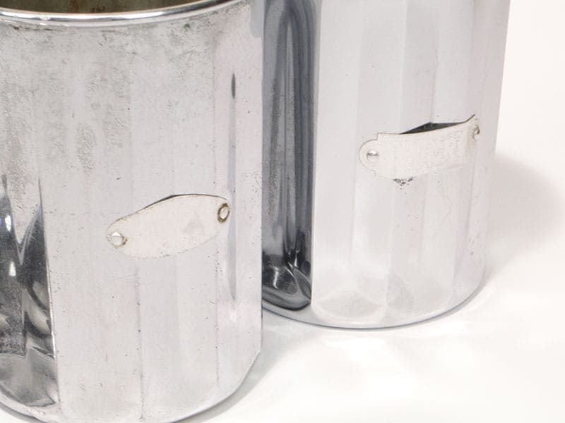 Pair of kitchen canisters Art Déco, silver chromed brass, brown ebonite, France, 1920s - 390420